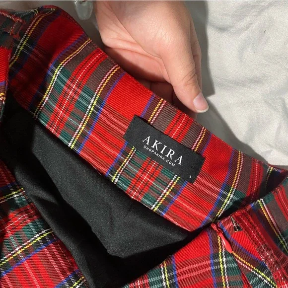 Plaid shorts skirt. Punk rock. Christmas holiday Belt school girl - Picture 10 of 10